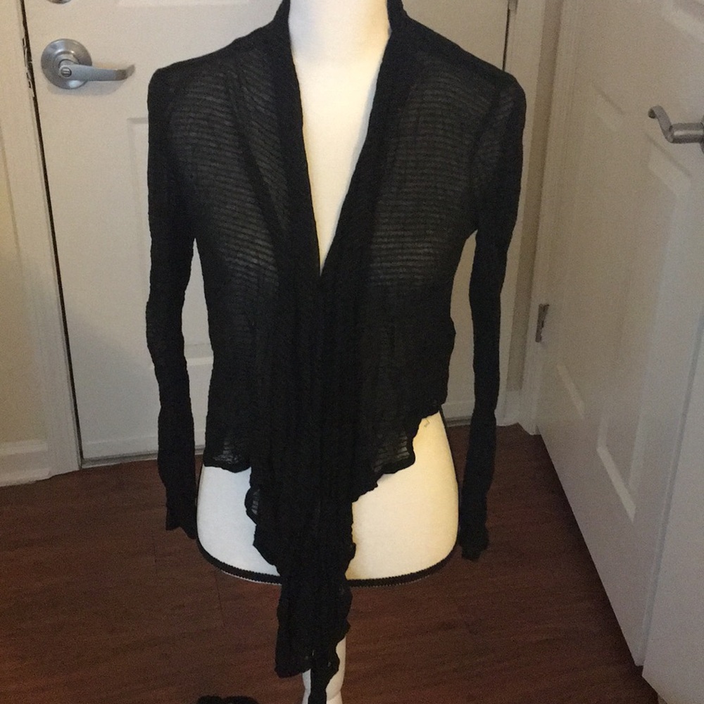 Black sheer shawl like sweater